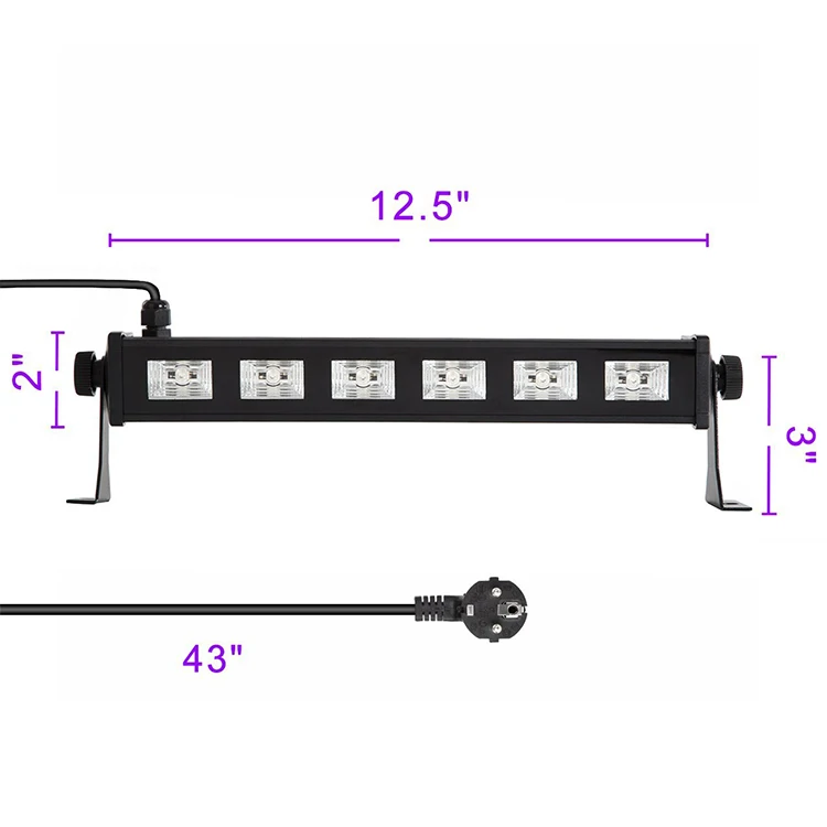 2019 Hot Sale LED 3W 6 Eyes UV Black Bar Wall Wash Stage Light