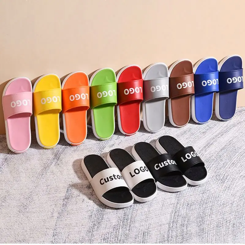 Outdoor Indoor Flip-flops Slippers 3D Printed Logo PVC Footwear Slippers For Men And Women