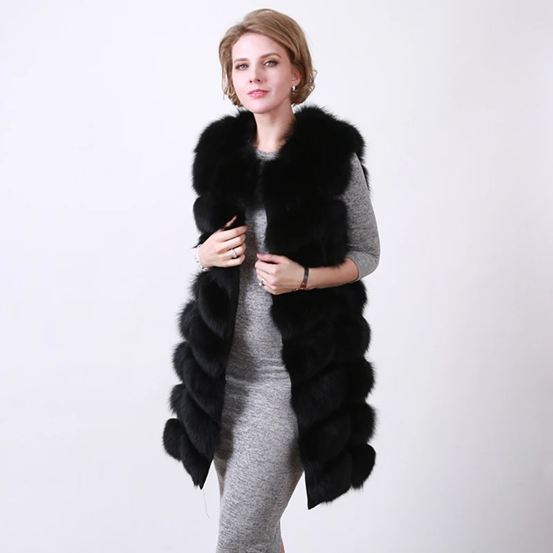 High Quality Cropped Real Fur Sleeveless Coats Women Winter Warm Fox Fur Vest