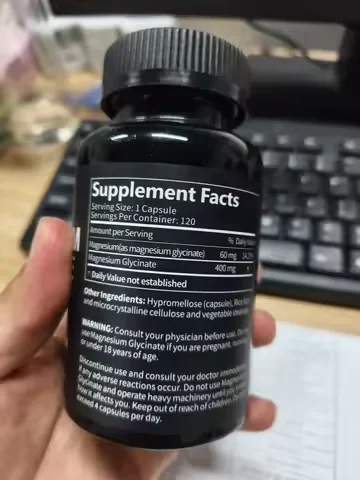 OEM 2024new product Magnesium Glycinate 400mg, 60mg Elemental Magnesium 120 capsules non-gmo