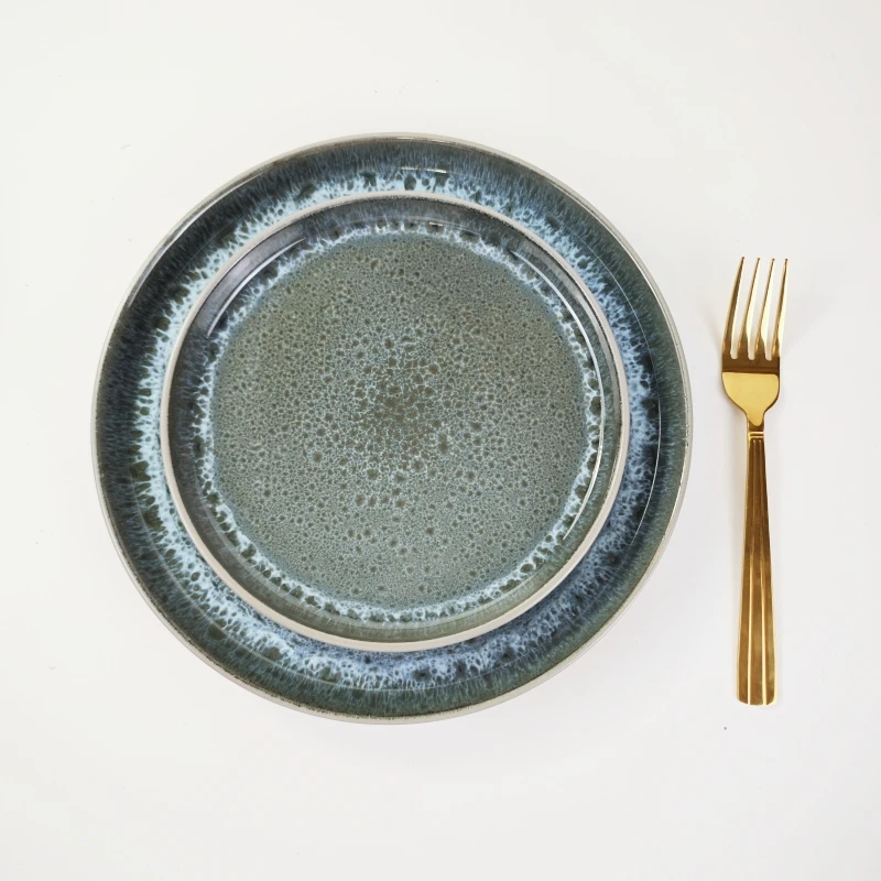 Hot sale luxury 16 piece reactive glaze stoneware dinnerware set with plate mug and bowl