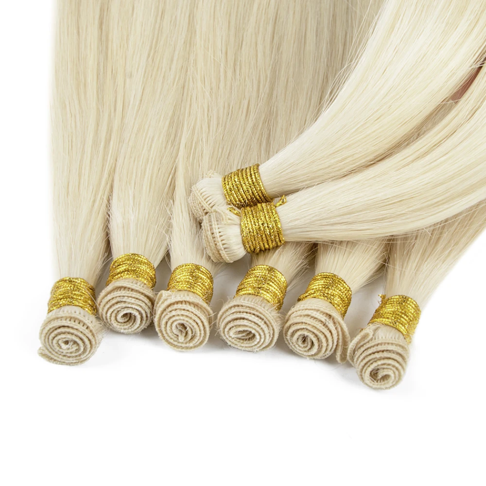 12A Raw Cambodian Human Hair Hand Tied Weft Thick Ends  Double Drawn Luxury Hand Tied Weft