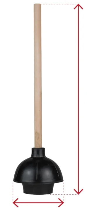 Heavy Duty Toilet Plunger Commercial Grade Double Thrust Force Rubber Cup with Wood Handle