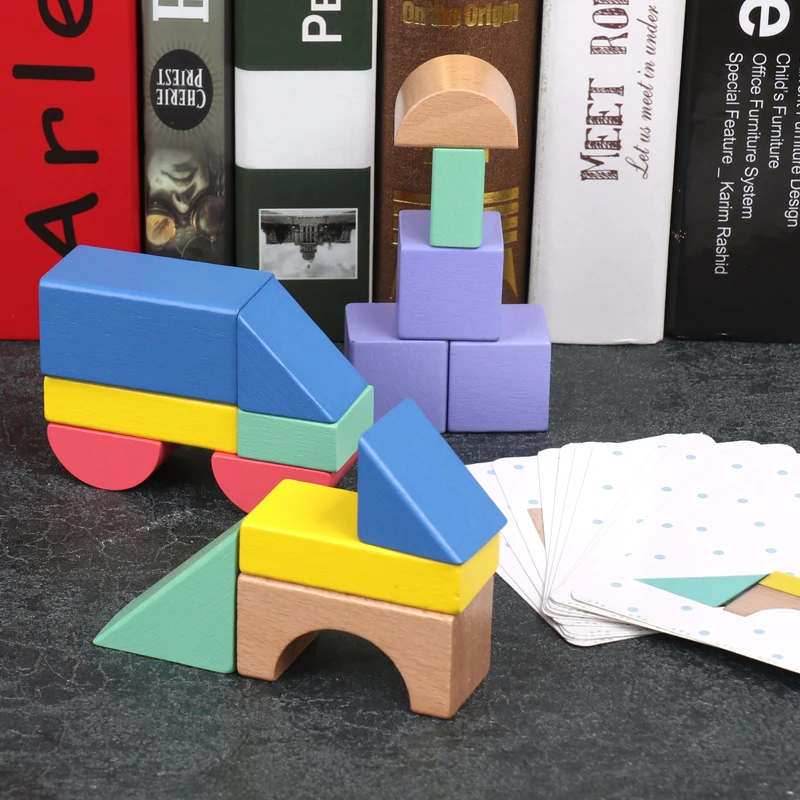 Learning Game Family Creative Wooden Rainbow Montessori Early Education Kids Stacker Brick Building Blocks magnetic
