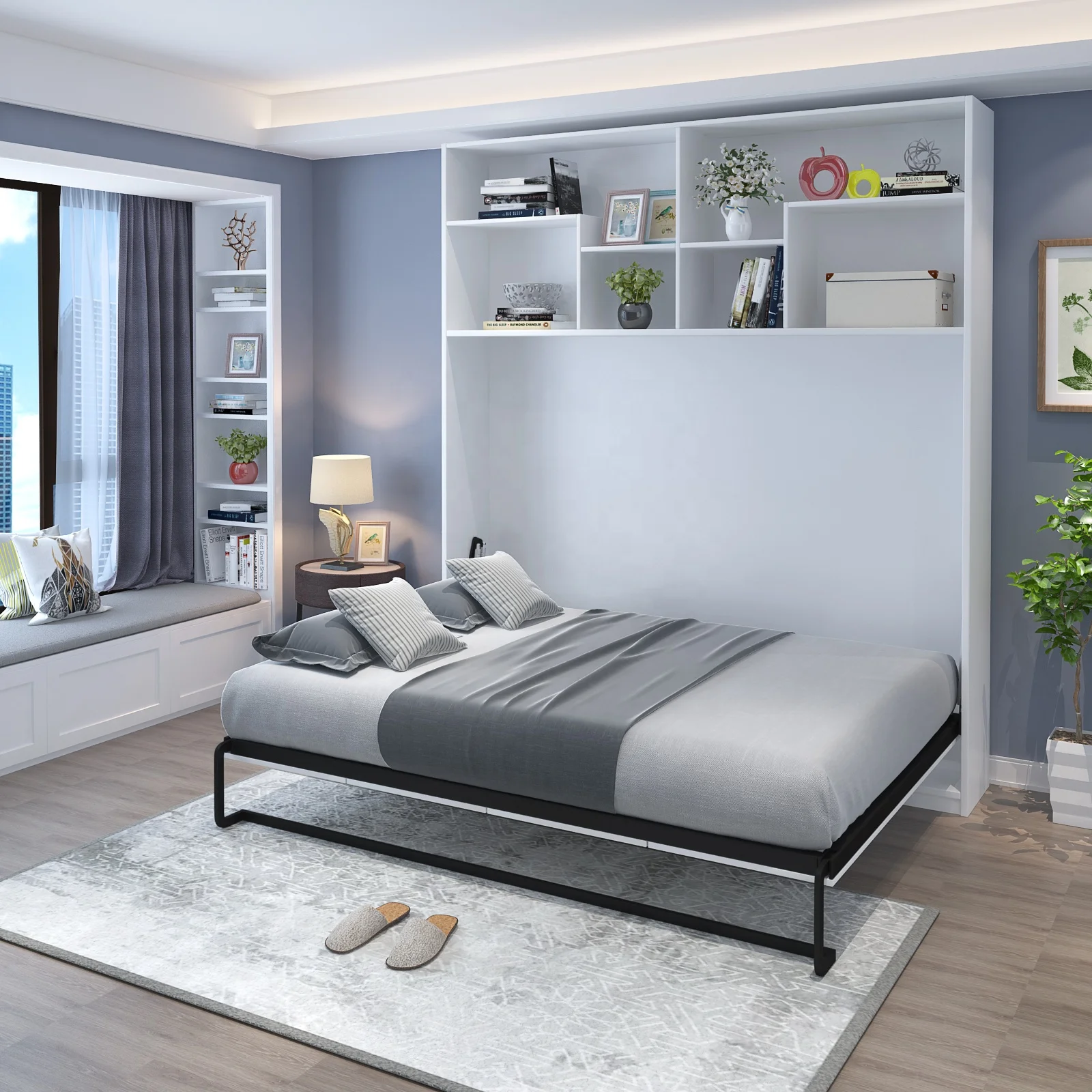 Save Space Horizontal Tilting Wall Mounted Bed Mechanism Hardware With U Leg