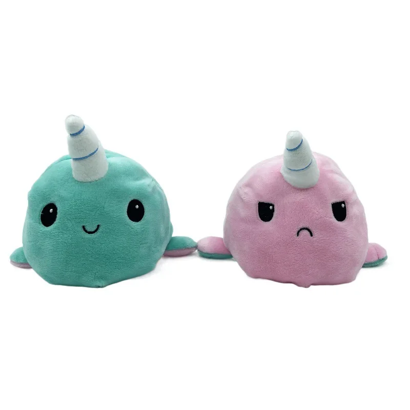 Cartoon Stuffed Animal Rag Dolls Home Decoration for Kids Funny Flip Owl Lion Penguin Dog Whale Rag Dolls Reversible Plush Toys