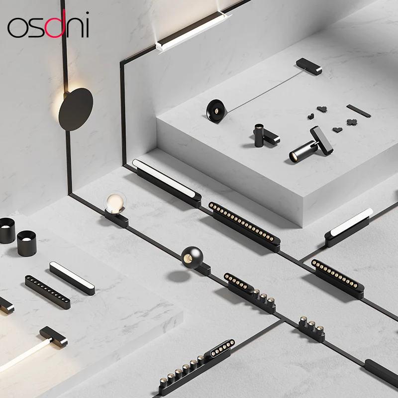 Modern track lights rail lighting system led  DC24V slim  ultra thin dali smart  Magnetic Track Light  for Residential&Shop Use