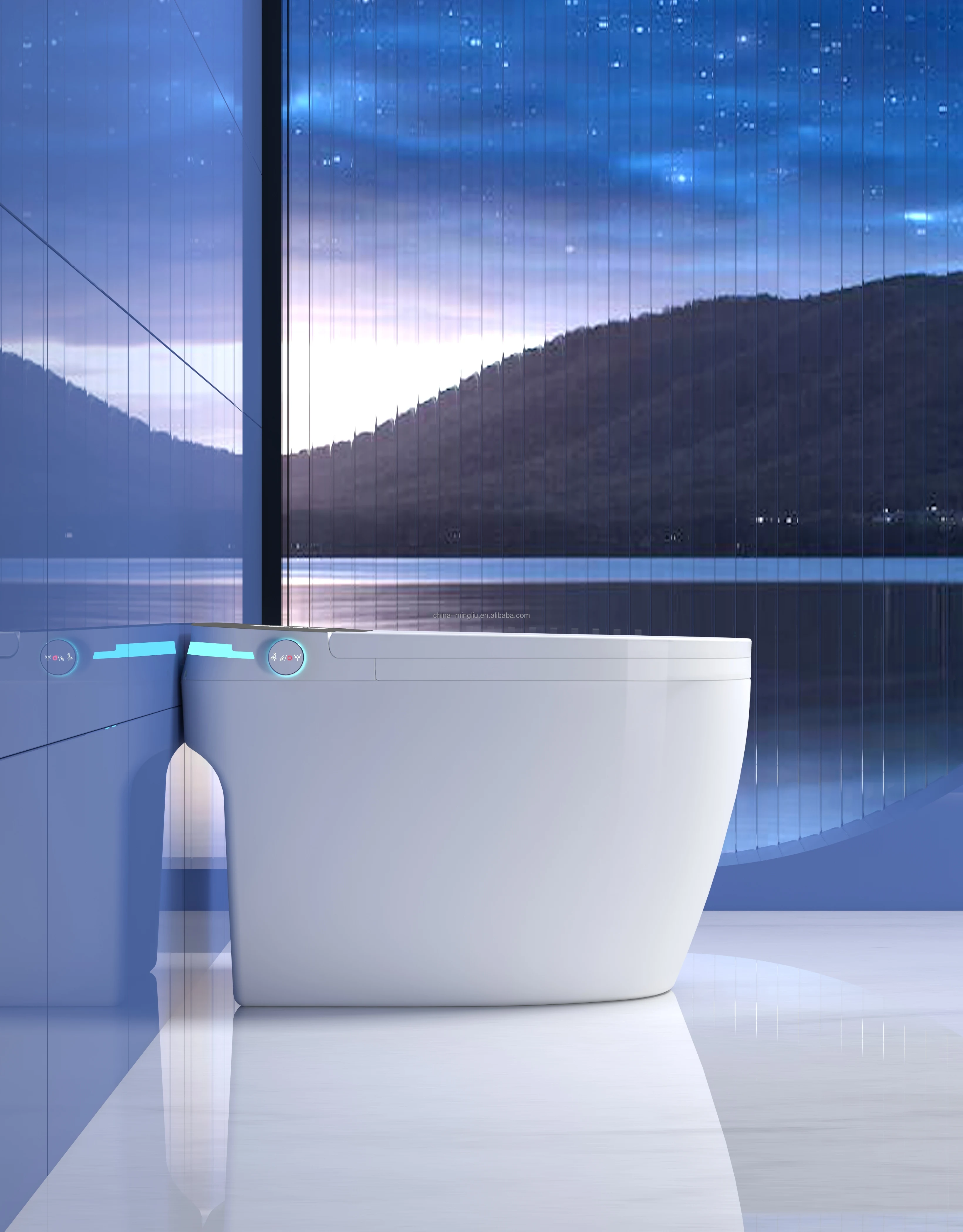 Market Restroom Ceramic Smart Integrated Toilet Bathroom Smart LED Display Toilet Modern Home Double Pump Automatic Flush Toilet