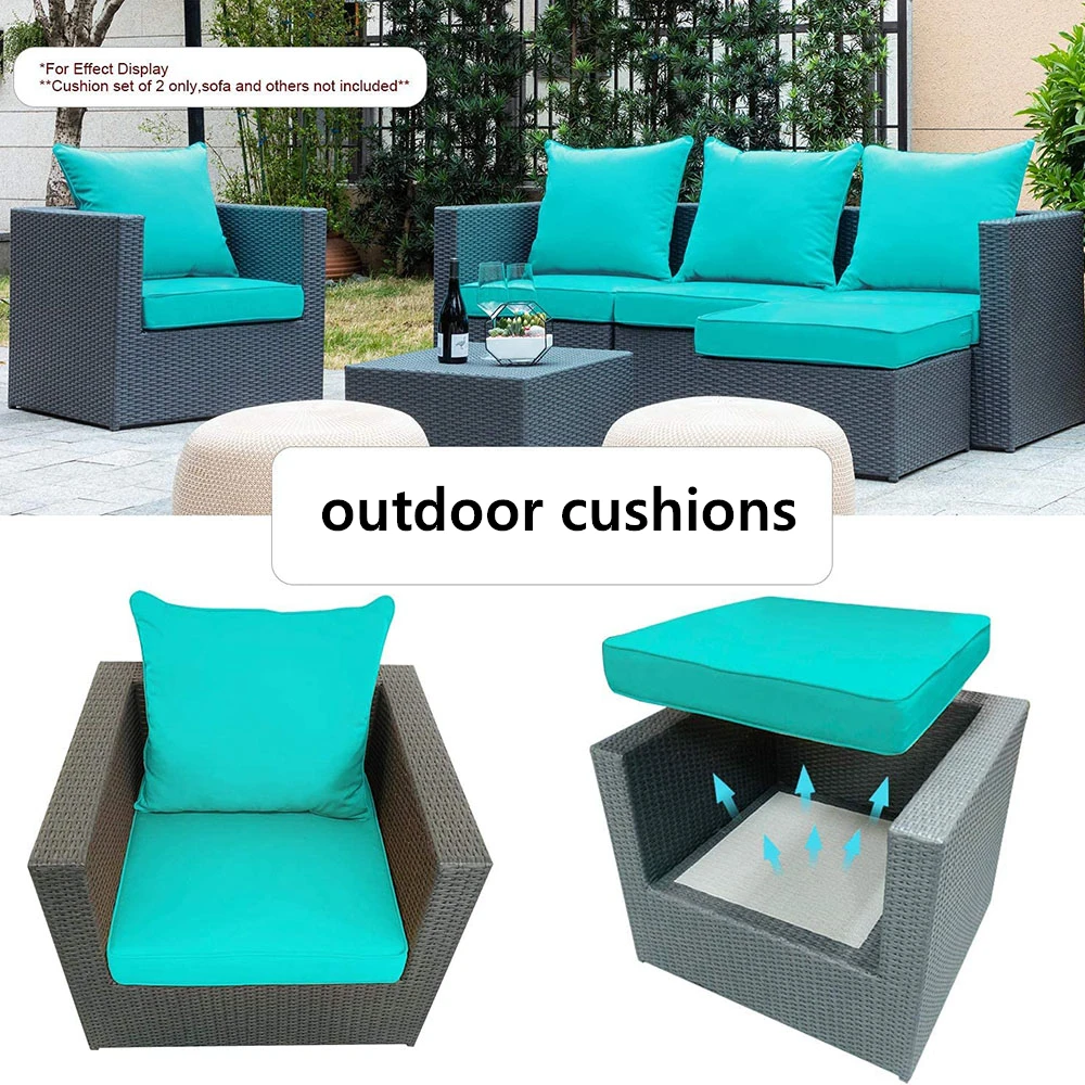 Deep Seat Patio Cushions 24x24 Outdoor Breathable Water-Resistant Soft Cushion With Back Cushions For Backyard Couch Sofa
