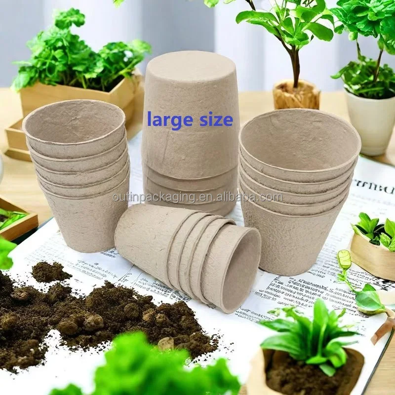 biodegradable transplanter pulp paper flower plant seed starter peat pots for seedlings large size Paper Pulp Flower Pot