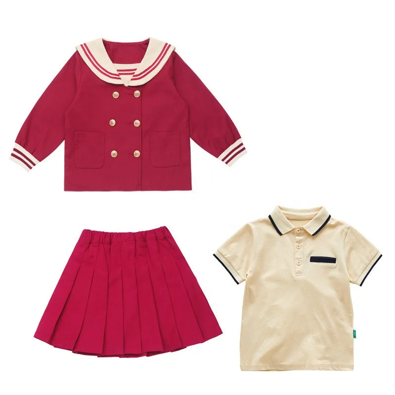 RG-Suit custom polyester woven shirt 100 cotton autumn kindergarten primary school uniform for kids