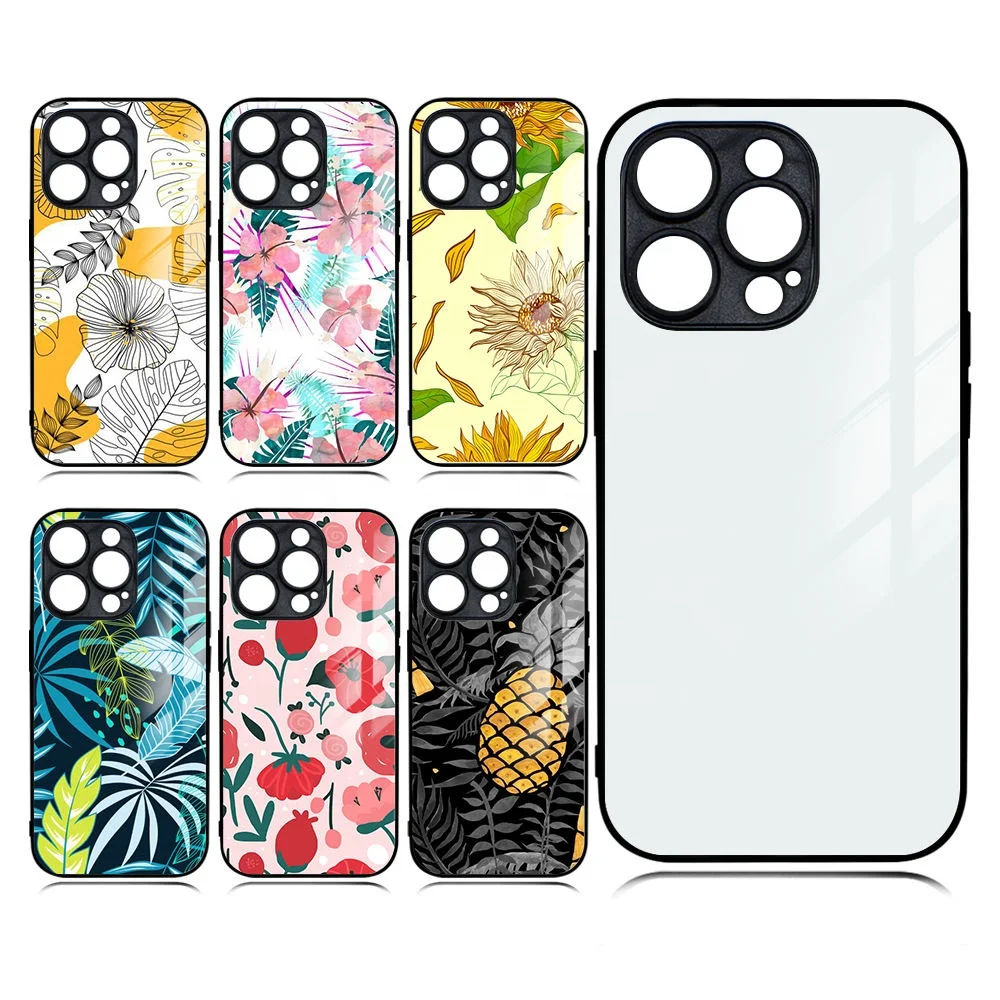 Tempered Glass Sublimation Blank Phone Case For iPhone 15 pro max 3D Sublimation Phone Case for iPhone 15 Pro 14 13pro