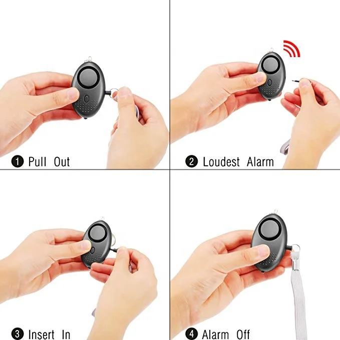 Mini Personal Alarm Flashlight Key Chain Pendant Flashlight USB Charging Self-defense Lighting Field Camping Outdoor Equipment