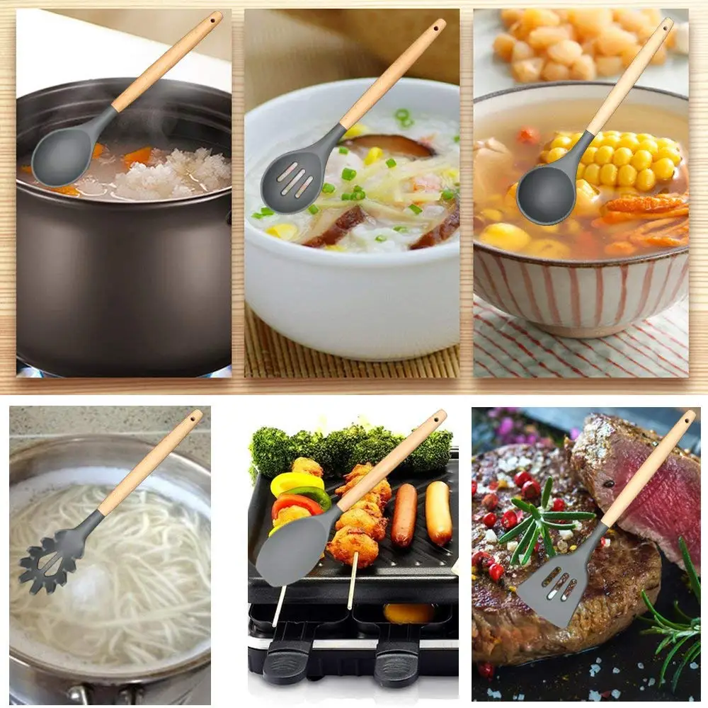 Non-stick Heat Resistant Silicone Cooking Kitchen Utensils Spatula Set Kitchenware Spatulas For Nonstick Cookware