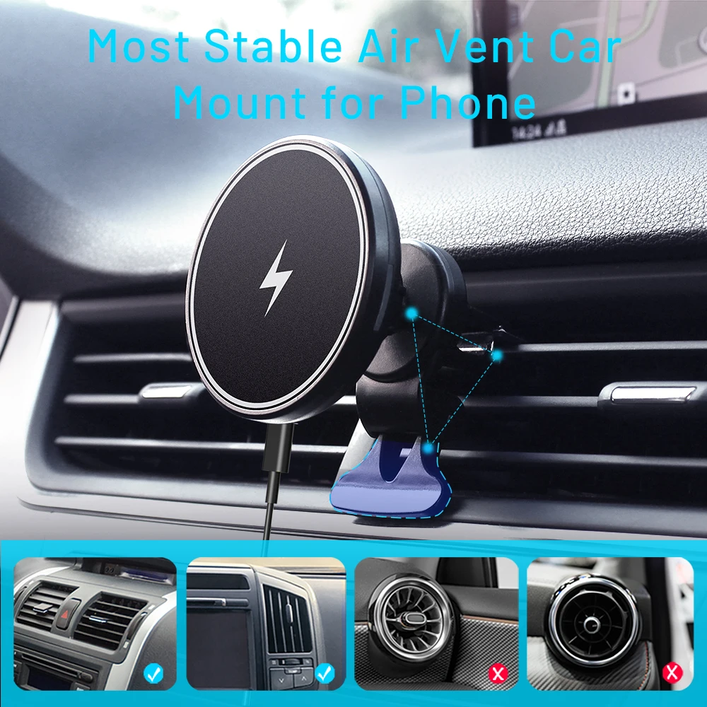 Portable Fast Charging Adapters Magnetic Force Car Wireless Charger 360 Degree Rotation Induction Wireless Charger Wholesale