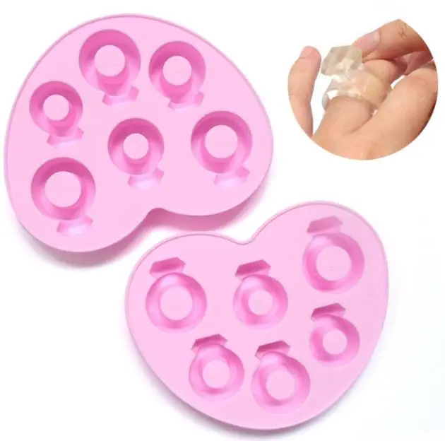 Eco-friendly diamond shape silicone finger ring style silicone ice cube tray