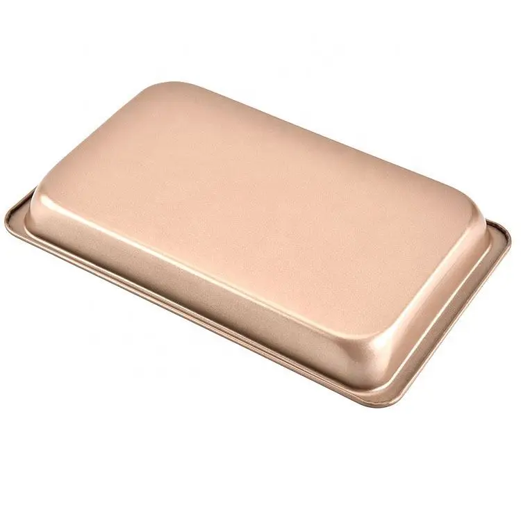 High Quality Golden 12 Inch Non Stick Rectangular Carbon Steel Baking Tray Cake Mold Baking Tool