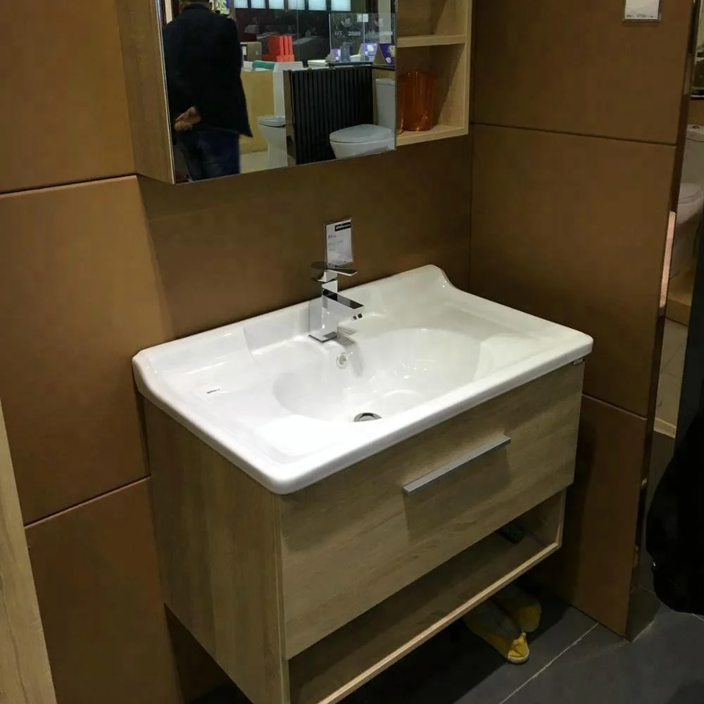 White melamine carcass cabinet MDF PVC thermofoil door bathroom vanity