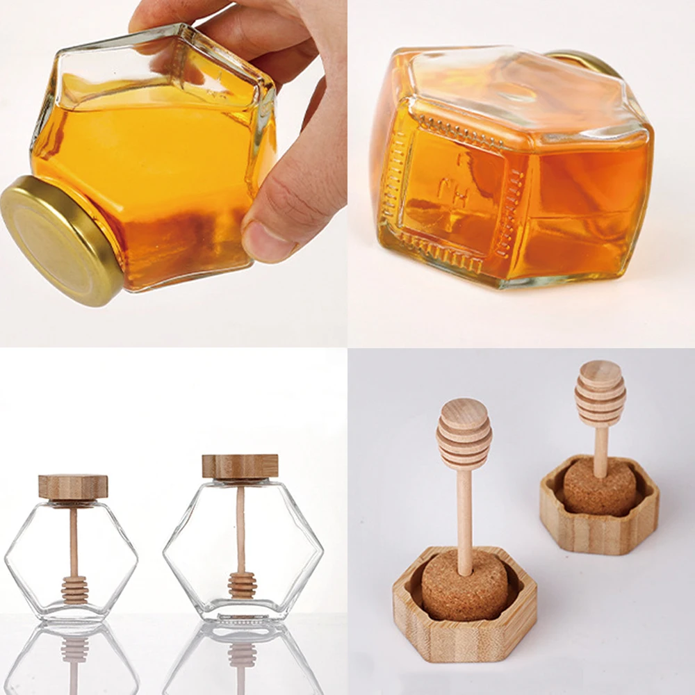 Chizikon Kitchen Borosilicate Glass Airtight Food Storage Container with Iron Lid Hexagonal Clear Glass Jar Pantry Organizer