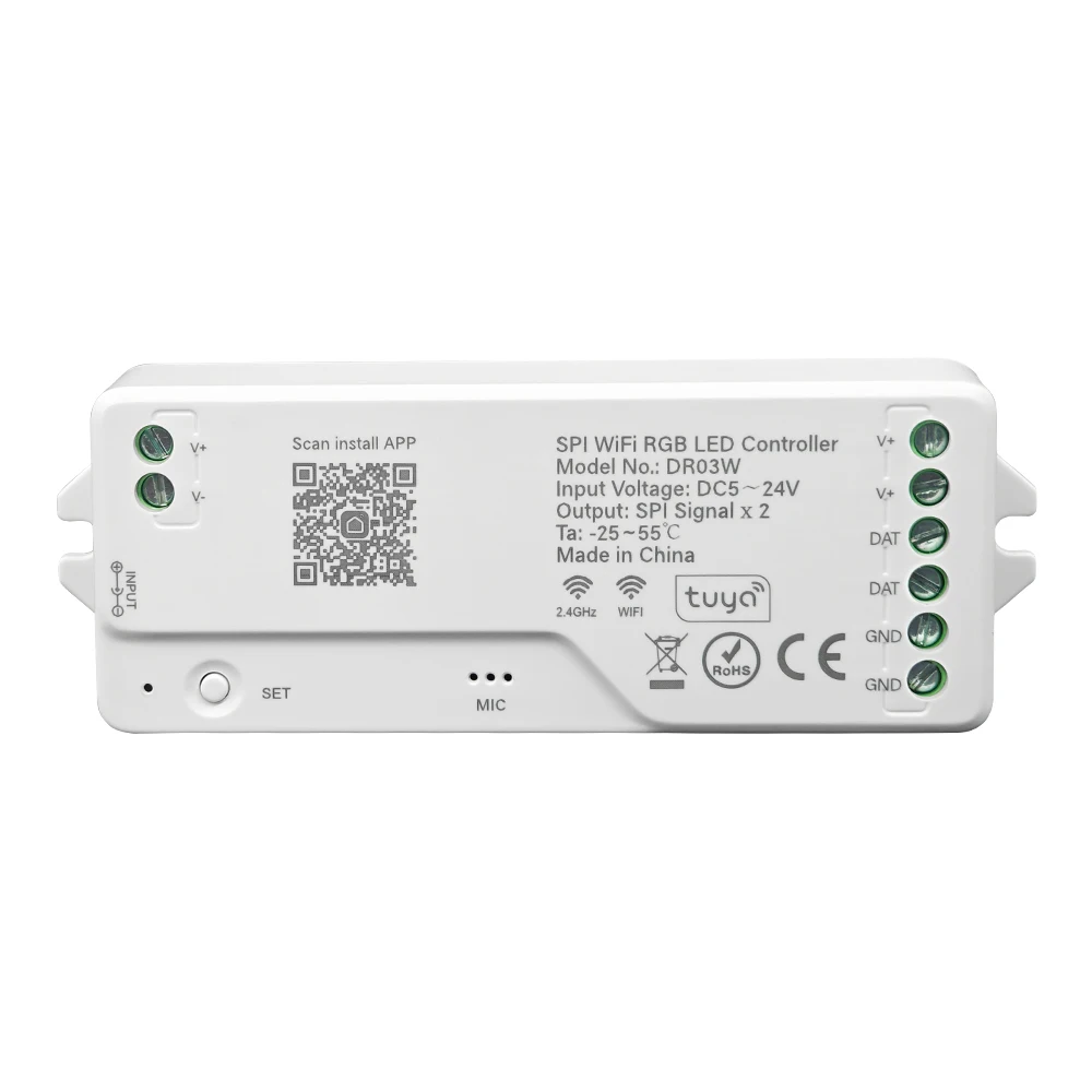 Контроллер Tuya Wifi SPI RGB для WS2812B WS2811 Адресуемая Светодиодная лента с поддержкой Alexa Google Assistant голосовое управление Yandex