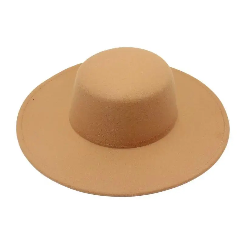 2023 New flat top Woolen felt hat bowler hat jazz French wide brim Fedora Hats women wholesale