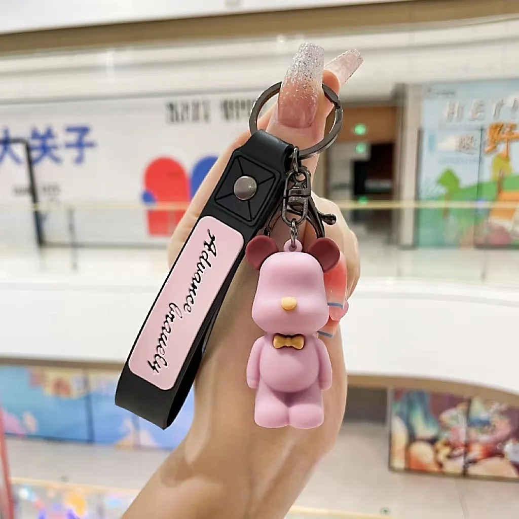 Cute PVC Rubber 3D Cartoon Bear Shape Keychain Custom Logo Soft Plastics Cute Teddy Bear Anime Keychain Accessories Gifts