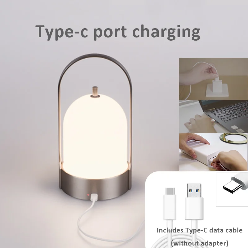 Champing Design Batteries Fashion KC Certification CRI 90 Lighting Effect Rechargeable Bedside Lamp Lampada da Comodino