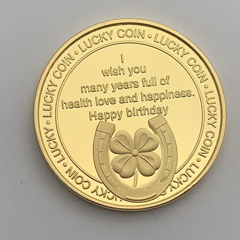 
Lucky Love Gold Commemorative Coin Good Luck Happy Birthday Blessing Medals Family and Friends Souvenir Gifts 
