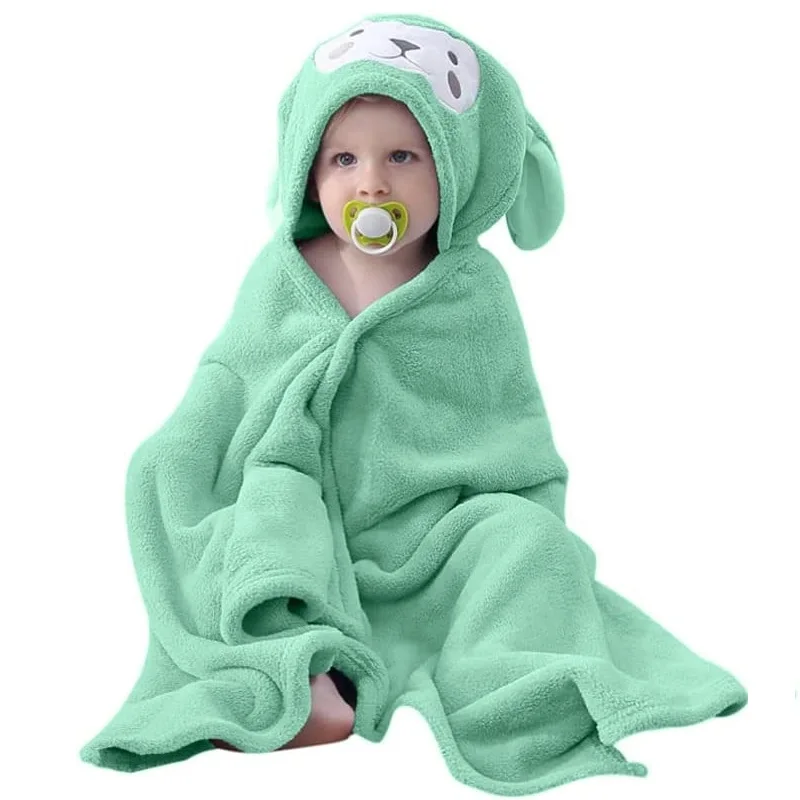 Design Your Own Baby Bath Towel Flannel Fleece Cartoon Animal Head Baby Hooded Poncho Towel