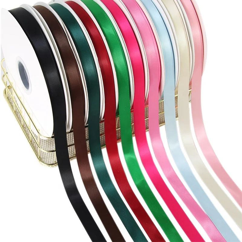 wholesale high quality 196 colors 7/8 inch or 19 sizes single side or double side satin ribbon for gift wrapping