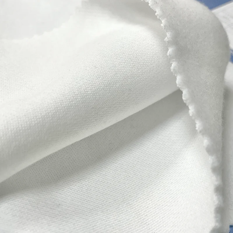 330gsm TC Polar Fleece Fabric 65% Polyester 35% Cotton White French Terry Fleece Brushed Hoodie Fabric