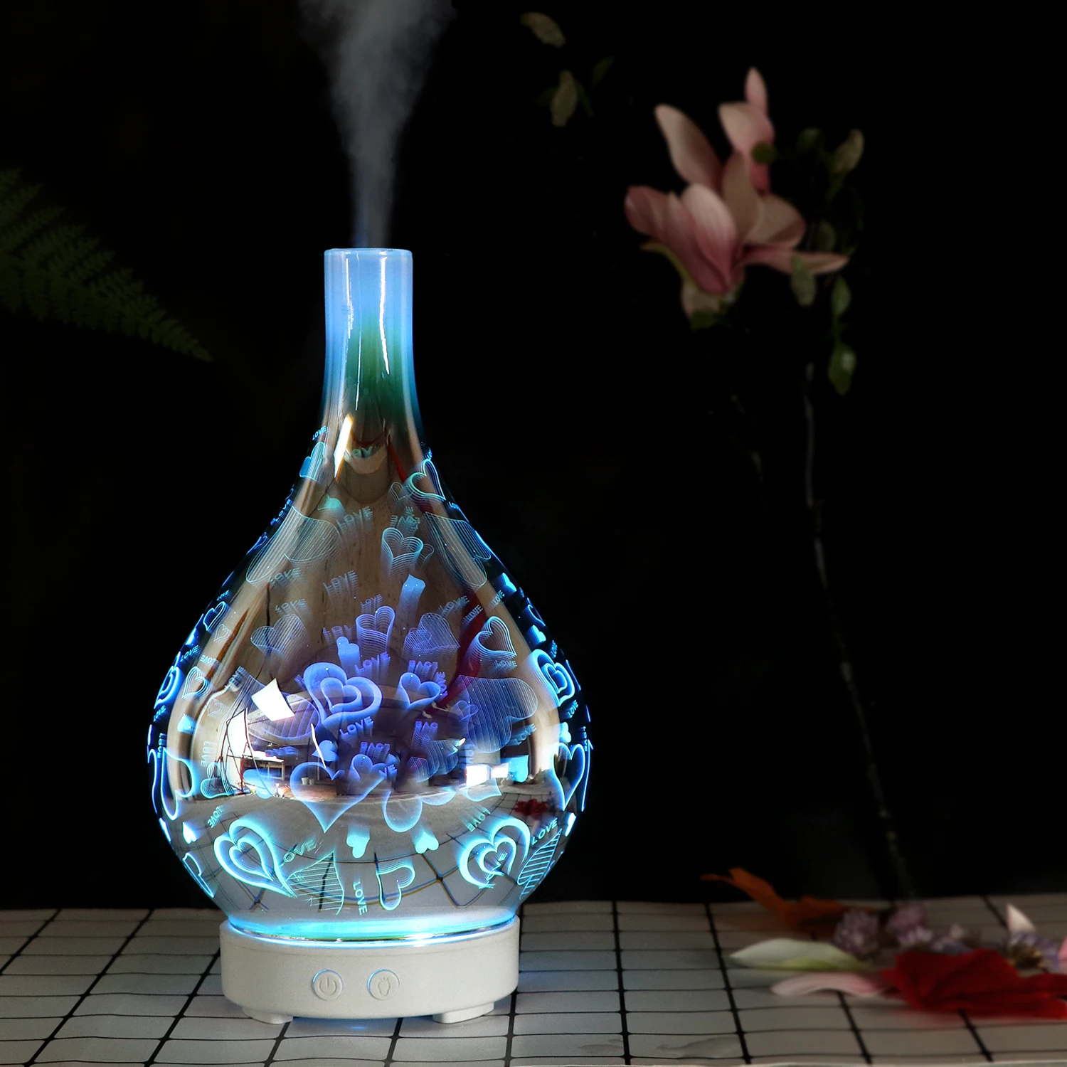 7 Changing Color LED Light 100ML Glass Aroma Diffuser 3D Essential Oil Aroma Difuser Perfume Scent Air Diffuser