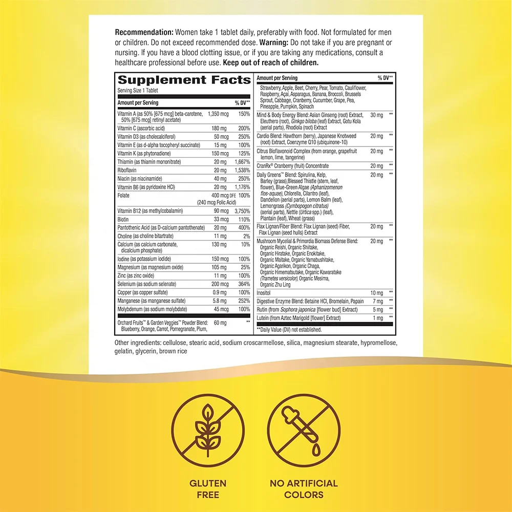 OEM Ultra Potency Complete Multivitamin Promotes Healthy Heart Brain Bones Methylated B12 150 Tablets for Women