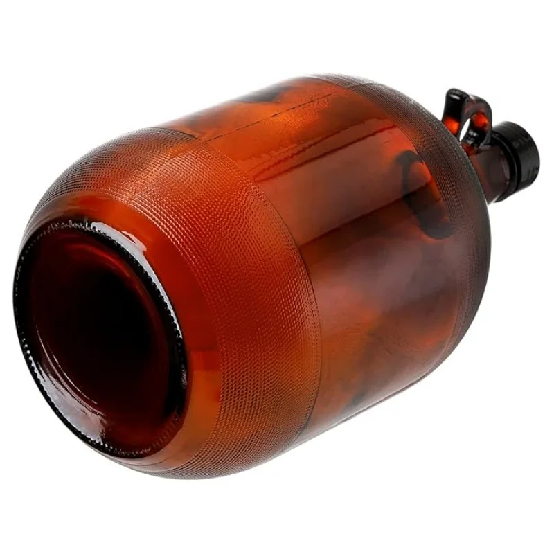 Recyclable Wholesale 1gallon Glass Wine Bottle With Handle For Beer Wine Olive Oil California Brown Light Proof Glass Bottle