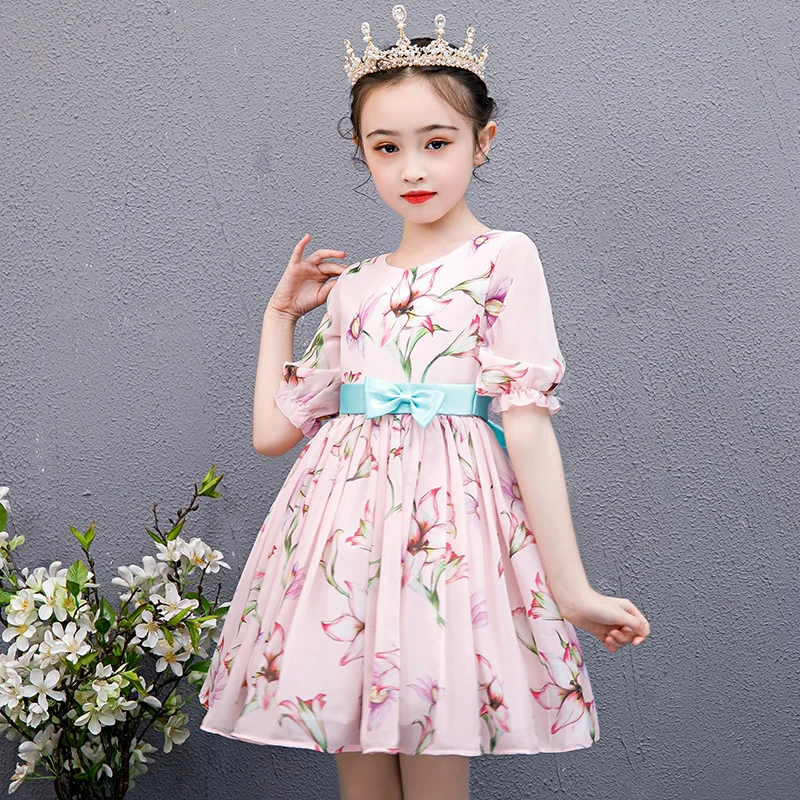 Newest Design Lovely Flower Baby Girl Dress Children Wedding Party Dress Long Sleeve Girl Dresses