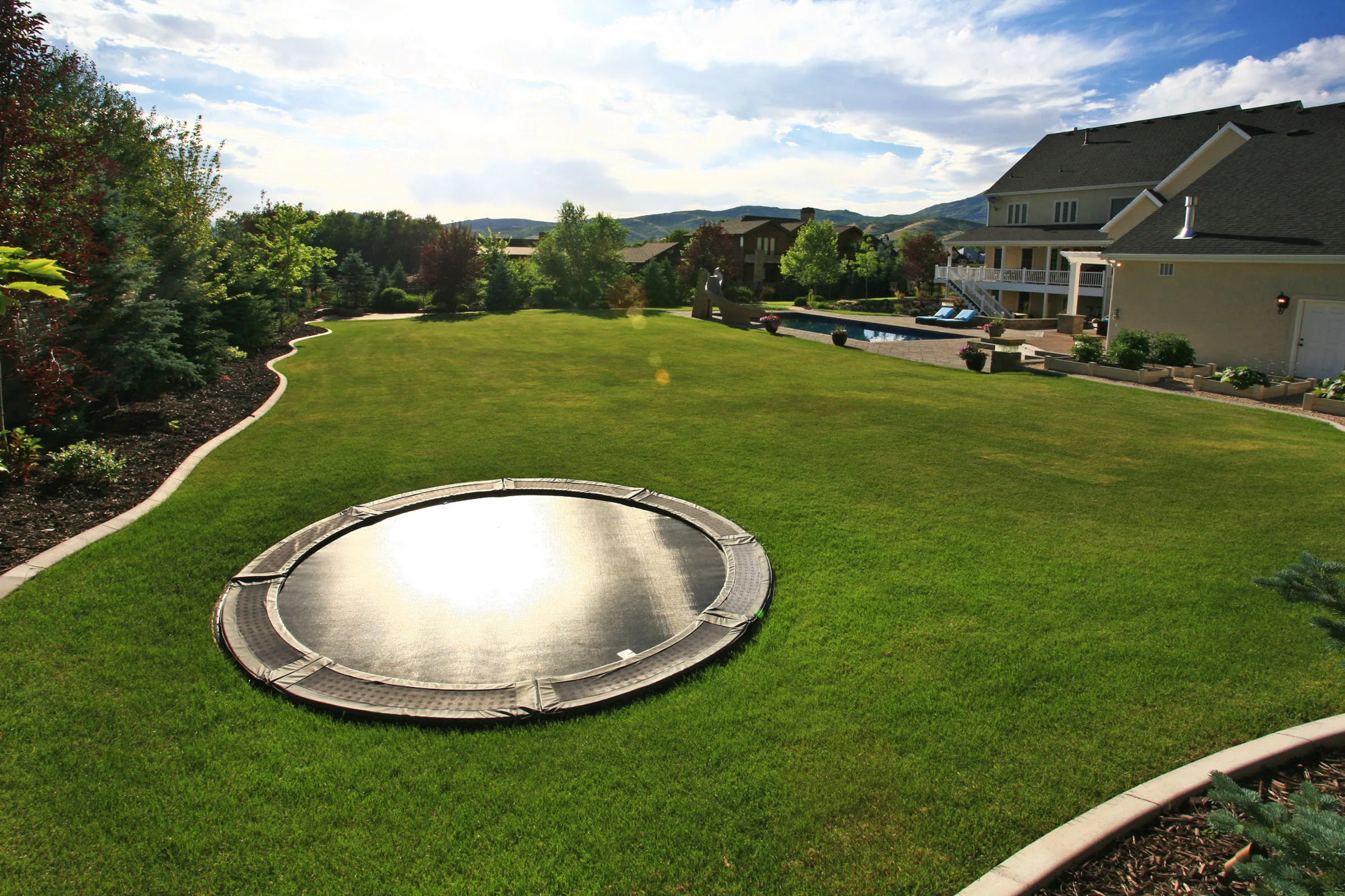 In-Ground  rectangular Trampoline and Enclosure
