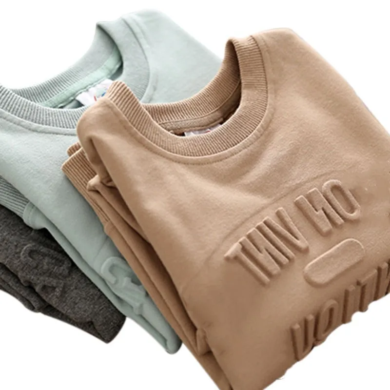 High Quality Cotton Sweatshirts Wholesale Custom Logo Crew Neck Mens Pullover 3D Embossed Crew Sweatshirt Winter Hoodies