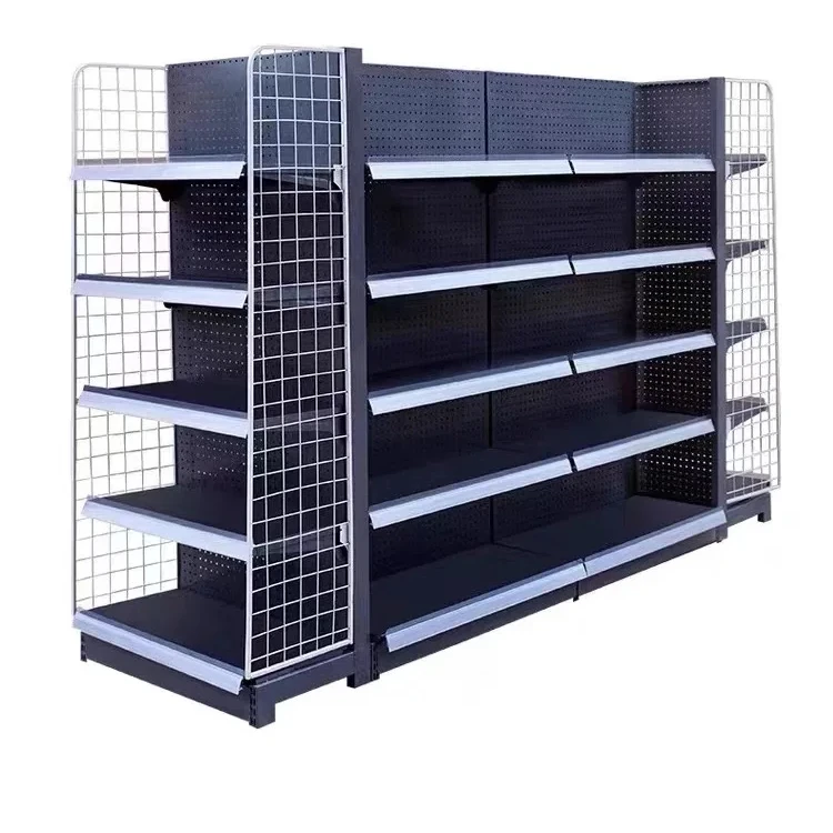 Custom supermarket shelf display rack shelving gondola heavy duty shelving for groceries wholesale dollar store supplies