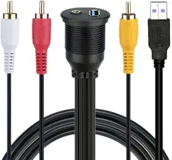 4 in 1 Car Audio Video connectors cables Round USB3.0&3RCA male to female fast charging cable for phone TV DVD