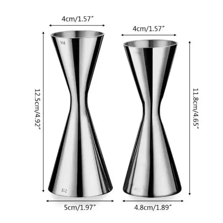 One-Piece Stainless Steel 30ml/60ml Double Jigger With Silver Gold Colors Measuring Cup Double Sided Jigger For Bar