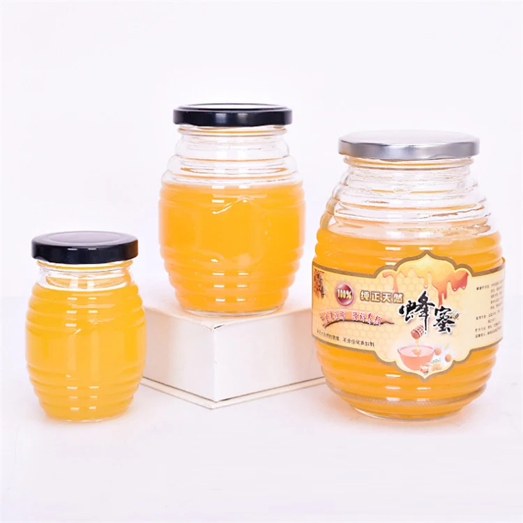 Recipientes De Vidrio Glass Jar 100 ml 250 500 1000 Empty Jars Containers for Honey with Metal Lid