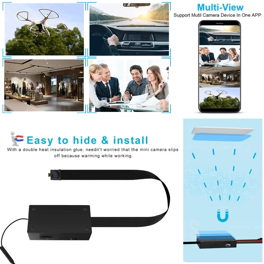  Бесплатная доставка HD 4K DIY портативная Wi-Fi IP Мини шпионская камера ночного видения Удаленный просмотр P2P Беспроводная микровидеокамера