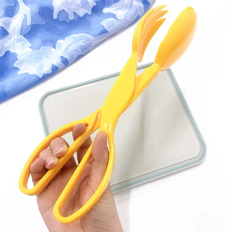 Custom Package Kitchen Bread Clip 11 Inch Detachable Salad Serving Scissor Tong Plastic Food Tongs