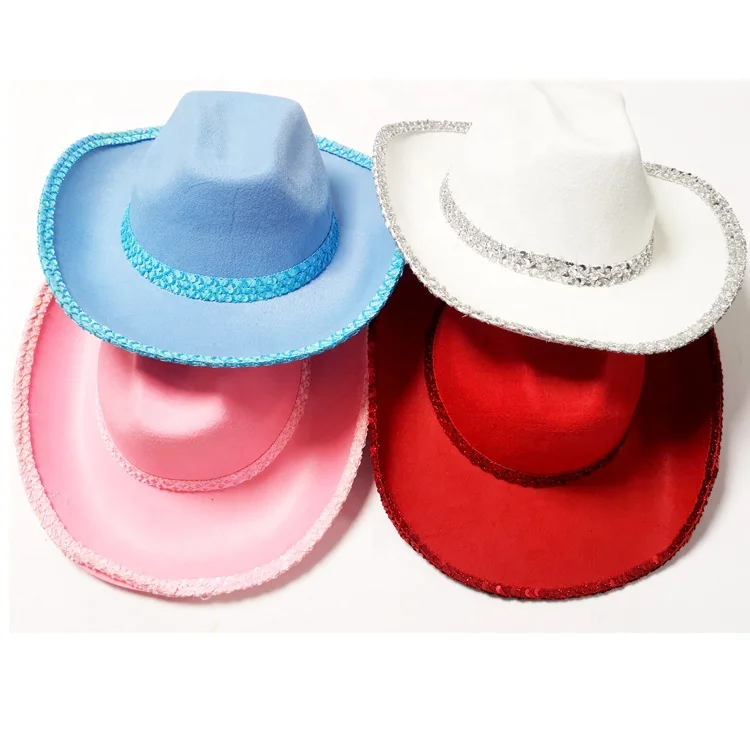 
Wholesale 100%polyester ladies mexican white cowboy hats Party Cowboy Hats 