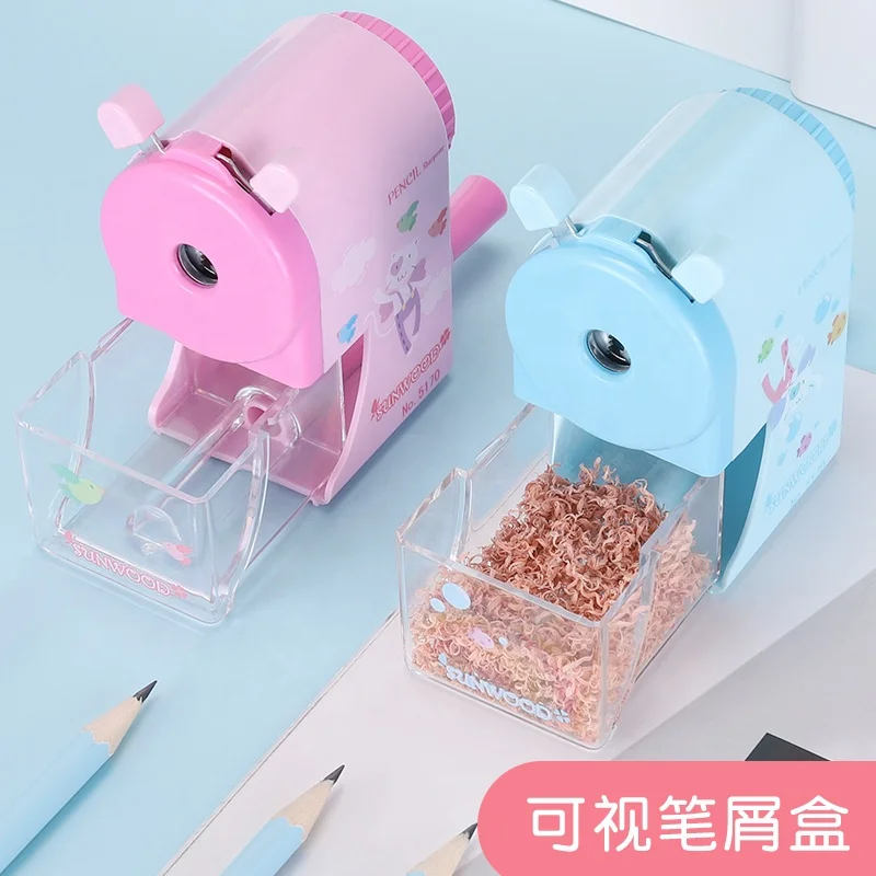 SUNWOOD Mini Manual Pencil Sharpener Machine Plastic for Classroom Kids School Office and Teacher Supplies 5170 Pink