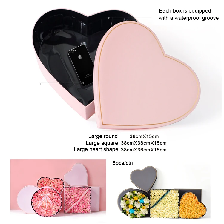 JODY большой 99 розовых шелковых атласных круглых квадратных в форме сердца высококачественные Цветочные принадлежности Подарочная коробка для цветов