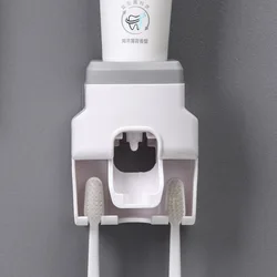 Creative Wall Mount Automatic Toothpaste Dispenser Bathroom Accessories Waterproof Lazy Toothpaste Squeezer Toothbrush Holder