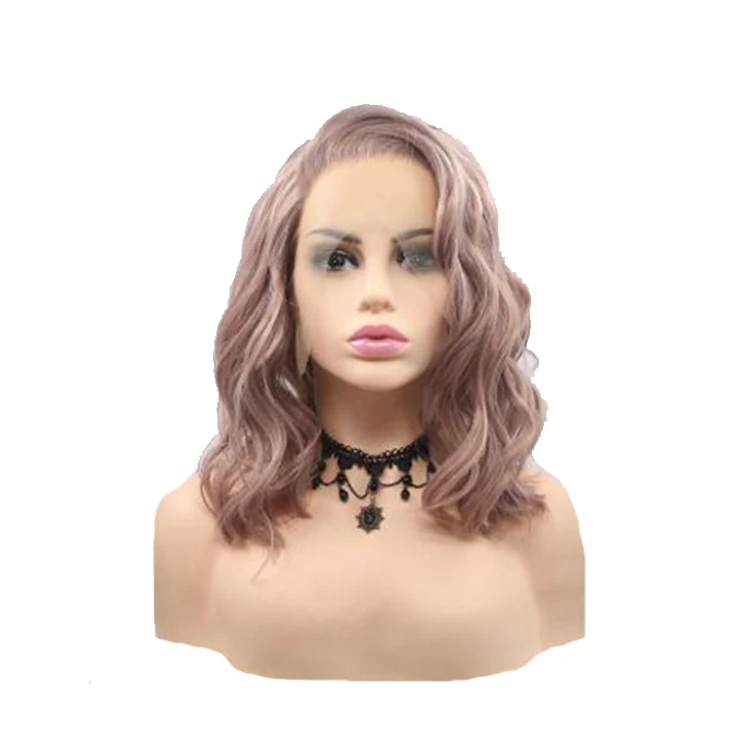 
Manufacturer Wholesale Loose Body Weave Wavy Pink Color 180%Density Free Sample Synthetic Transparent Lace Front Hair Wig 