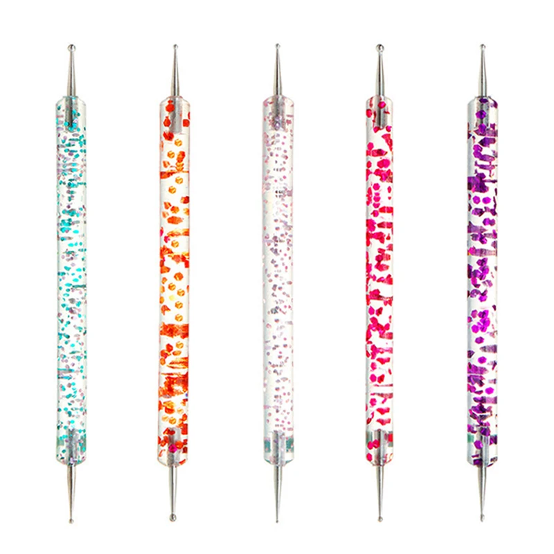 OEM ODM 5 Pcs Picker Polish Manicure Flower Diamond Metal Sequins Dotting Paint Tools Gel Nail Acrylic Brush Pen Point Art Draw