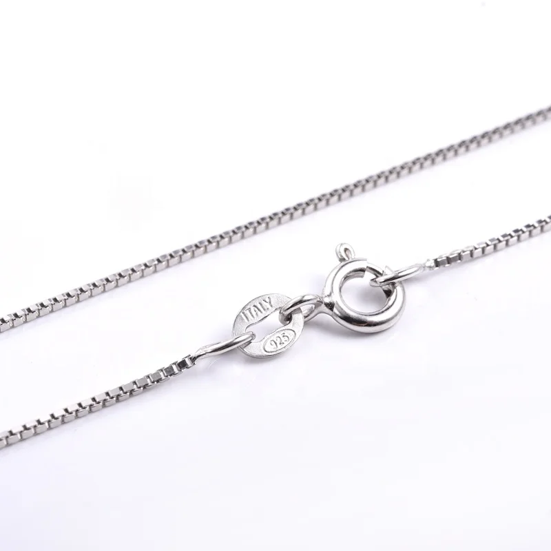 
SJ-CH001 Rhodium Plated 925 Sterling Silver 18 Inch Box Chain Pendant Necklace Chain For Jewelry Making 